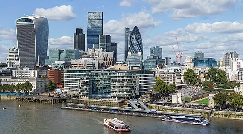 The City of London viewed from the balcony at City Hall.