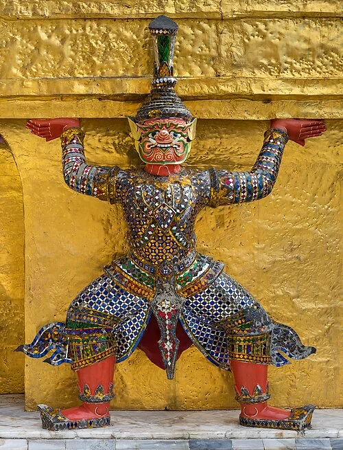 Statue of Yaksha (in the Ramakien, broad class of nature-spirits, usually benevolent, but sometimes mischievous or capricious, connected with water, fertility, trees, the?