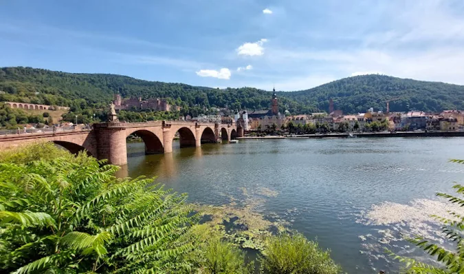 Heidelberg old bridge and riverfront in Germany